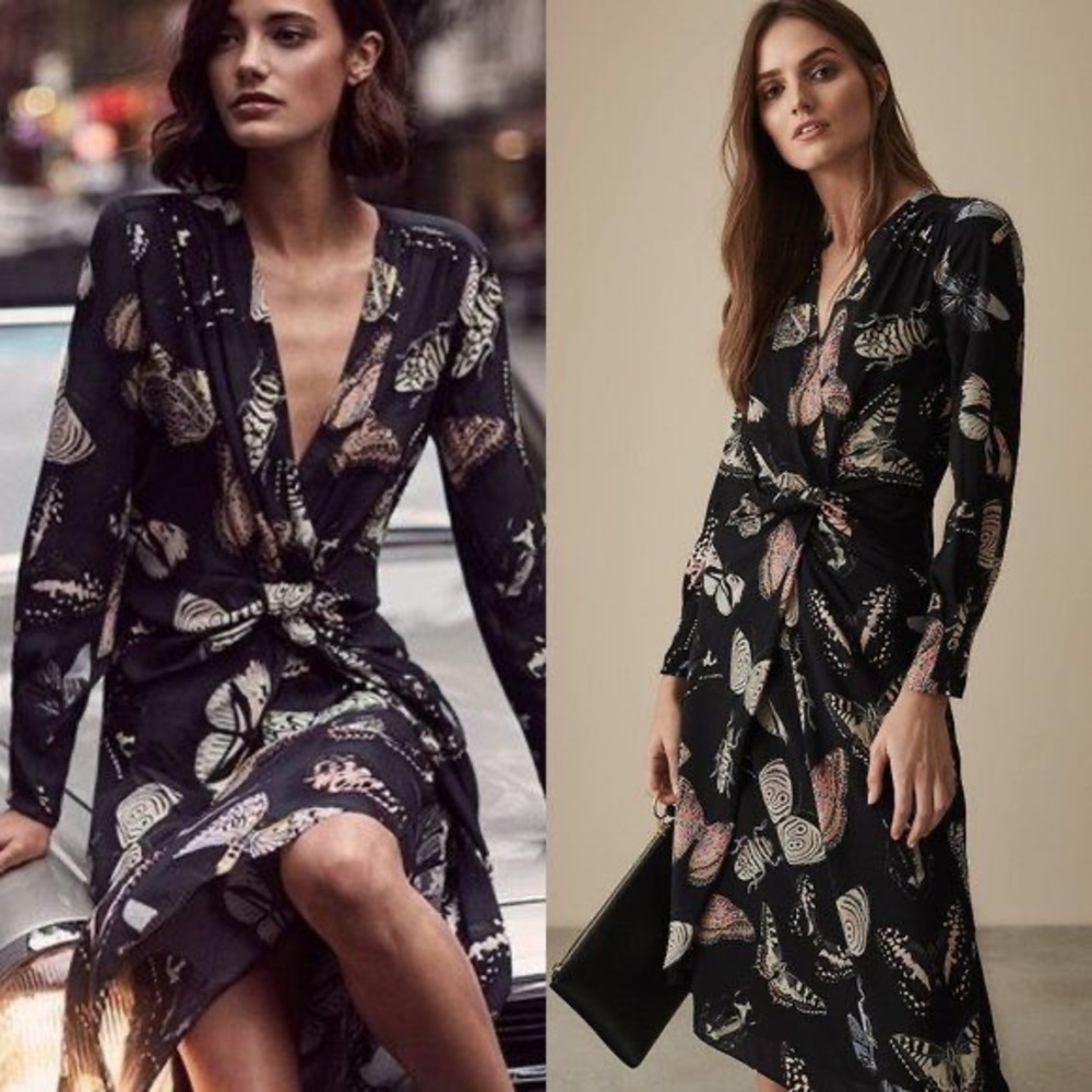 NWT Reiss Lita Twist Front Butterfly Dress